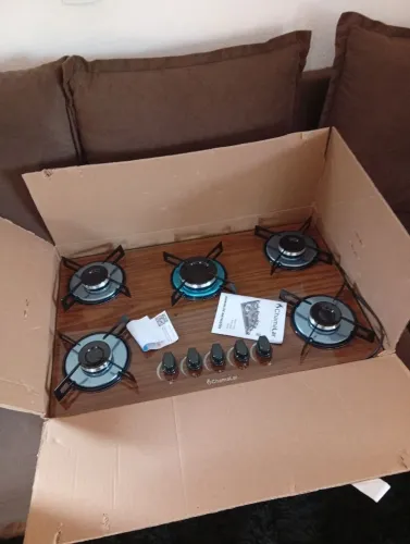 fogão cooktop 5 bocas amadeirado novo nunca usado