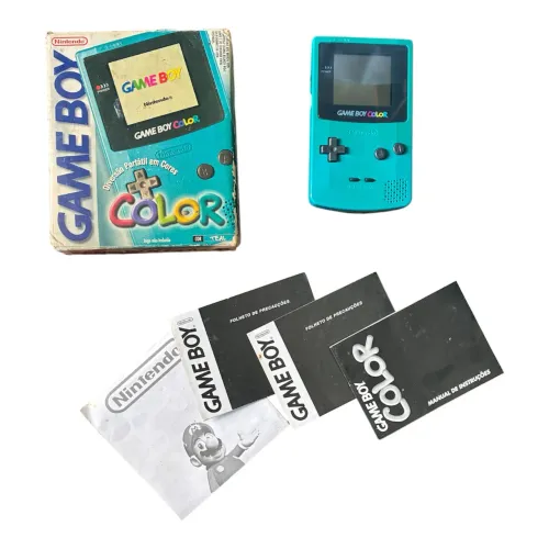Game Boy color Teal Blue com Caixa e manuais
