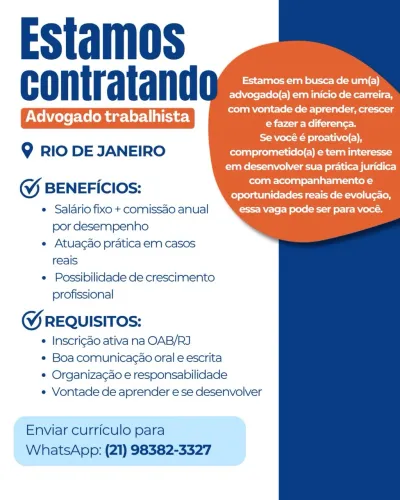 Contrata-se advogado trabalhista 