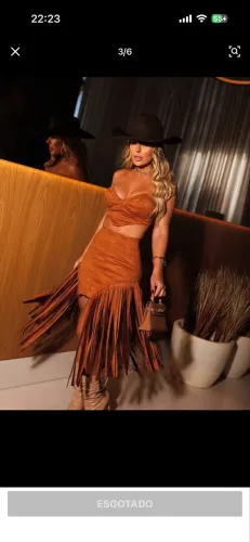 CONJUNTO SÃO JOÃO FRANJAS CROPPED E SAIA