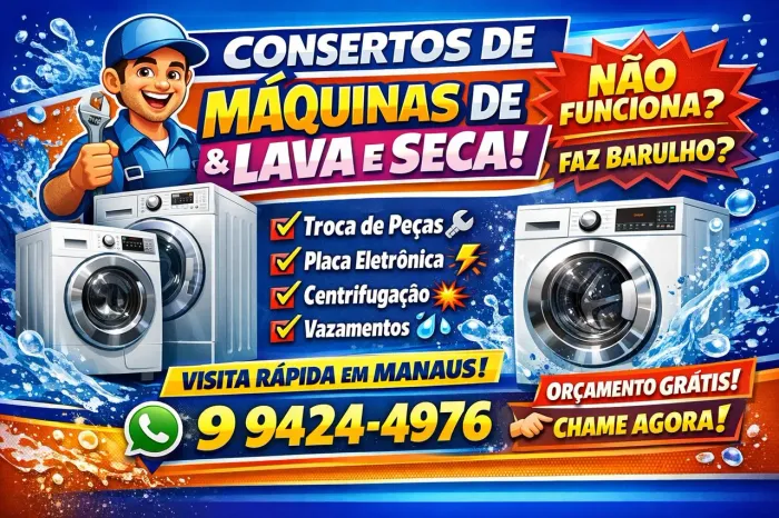 Consertos de máquinas de lavar e lava e seca