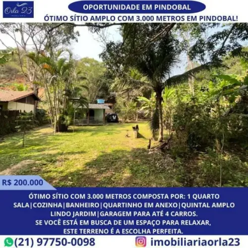 PINDOBAL ORLA 23 IMOBILIÁRIA VENDE! EXCELENTE SÍTIO COM 3.000 m2 ACONCHEGANTE EM MARICÁ.