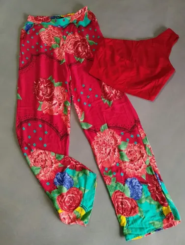 Conjunto linho cropped e calça - M 