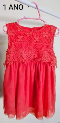 Vestido infantil vermelho sem mangas - 1ANO