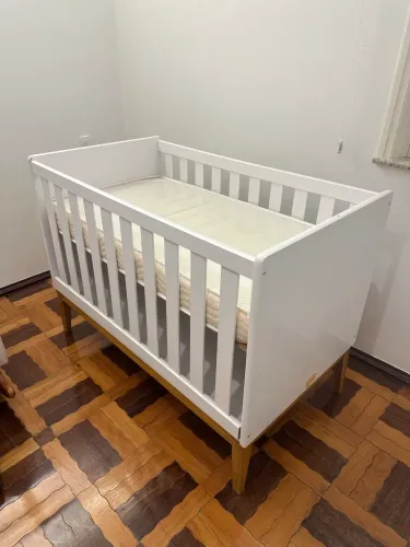 Berço  e cama americano Reller - branco acetinado
