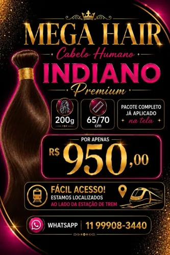 Cabelo humano índiano já aplicado