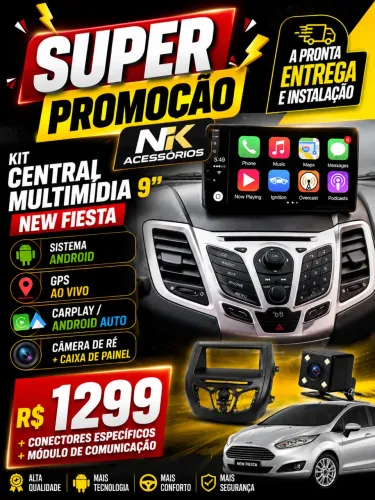 Kit central Multimídia 9? completo New Fiesta 