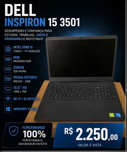 NOTEBOOK DELL INSPIRON 15 3501 - i5 11ª GERAÇÃO