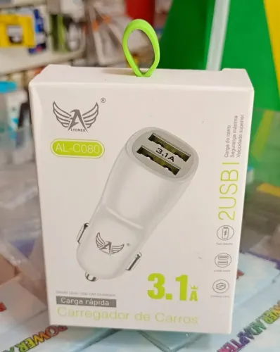 Carregador Veicular Rápido 3.1A Duplo USB Inteligente - Novo