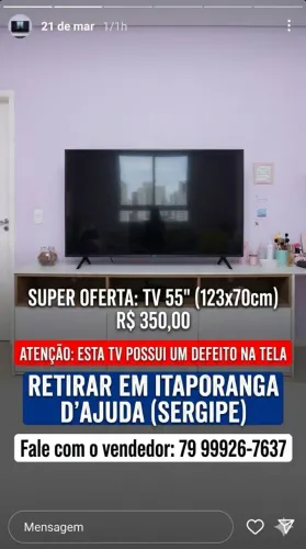 Tv 55 polegadas defeito na tela