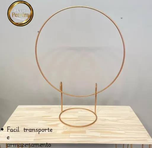 Mini Arco de Mesa Redondo Dourado Enfeite Bexiga Painéis Festa 