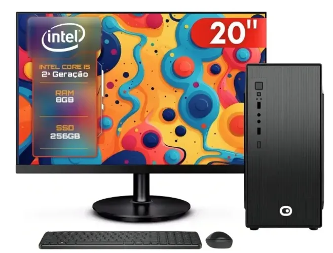 Computador Completo Intel Core i5 8GB RAM SSD 256GB Bivolt Monitor 20 LED