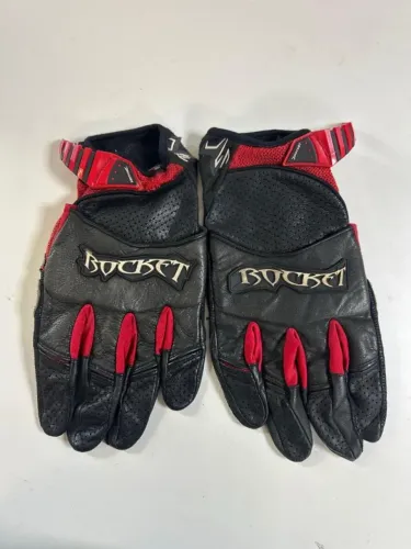 Luva Joe Rocket Couro Preta Vermelha Moto Original