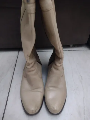 2 botas femininas de couro Barato 