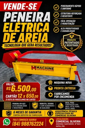 Peneira elétrica para Areia