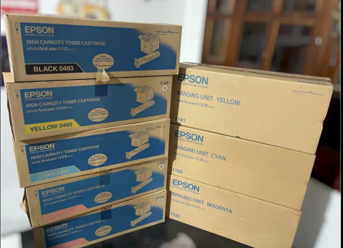 Lote toner e drum imagem Epson original para aculaser cx28