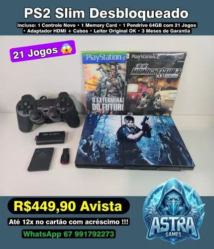 PS2 Slim com 21 Jogos !!!