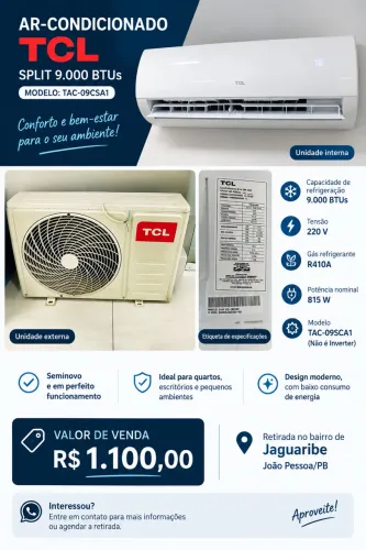 VENDA: Ar-condiconado TCL TAC-09CSA1 ? 9.000 BTUs