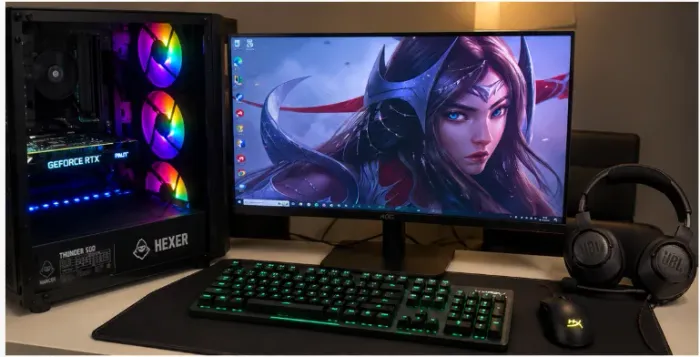PC Gamer Completo RTX 3050 6GB + i7 + 16GB RAM + Monitor AOC + HyperX