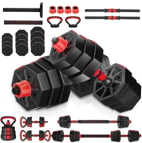 Halteres, 6 em 1 Alteres para Musculação, 20KG Kit Halteres com Kettlebell, Halter, Anilha