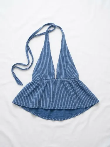 Top Cropped Regata Listrado com Amarração Renner - Tamanho P
