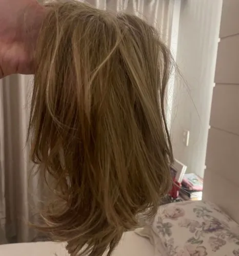 Cabelo fibra sintética fizpan loiro claro com mechas