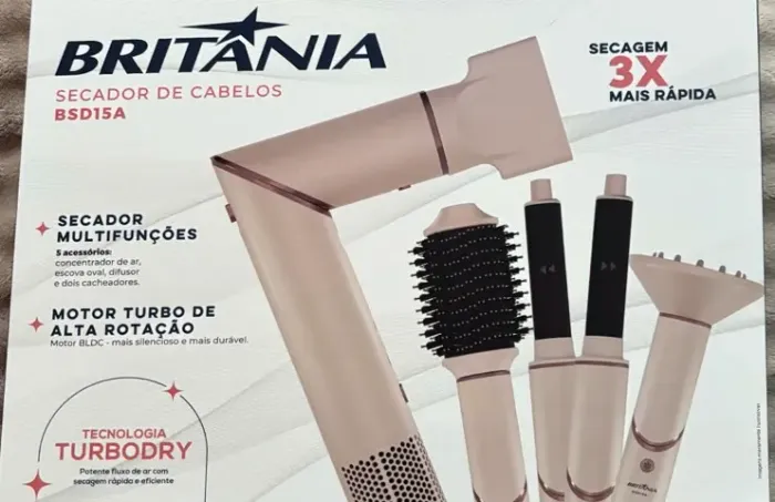 Secador de Cabelo Britânia Silence Turbo e Tourmaline Íon Rosa e Rosé 1450W 3 Velocidades