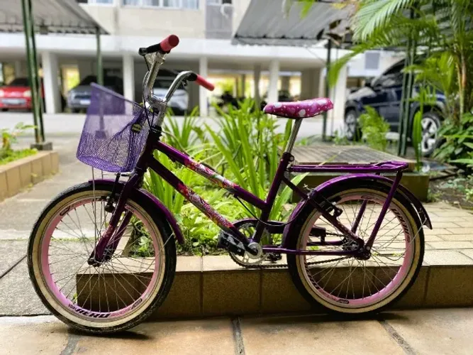 Bicicleta infantil aro 20 unicórnio com bagageiro e rodinhas
