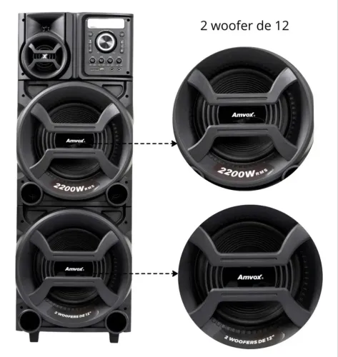 Amvox ACA 2201 Pesadão 2200W RMS - 2 Woofers 12? - R$ 1.100