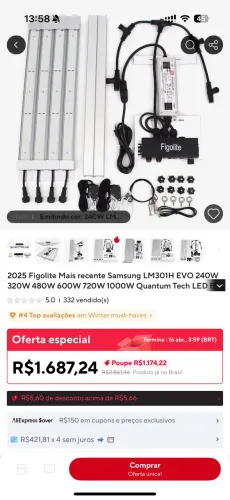 Quantum Bar 240w LM301H Evo 5 FIGOLITE Grow