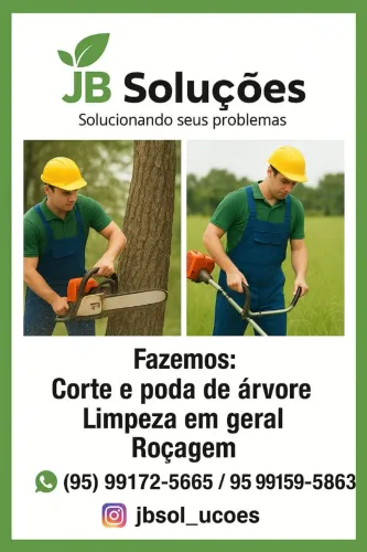 Serviços gerais em corte e poda de árvore, roçagem e limpeza em geral.