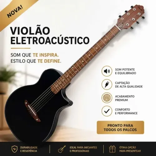 Violão Eletroacústico Giannini Stage Aço Preto