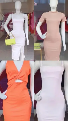 Combo 3 vestidos canelados para revenda atacado