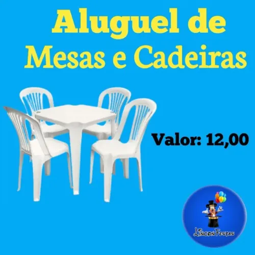 aluguel de jogos de mesa com 4 cadeira por 12,00 a vista