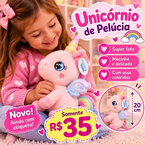 Unicórnio de pelúcia de 20 cm