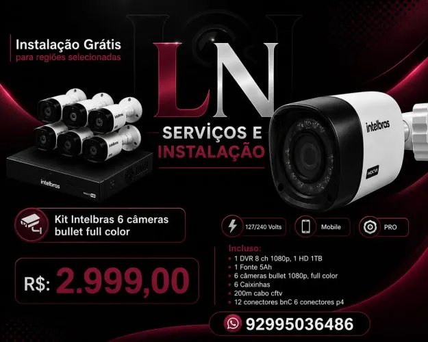 Cerca elétrica, câmera, portão eletrônico, starlink 