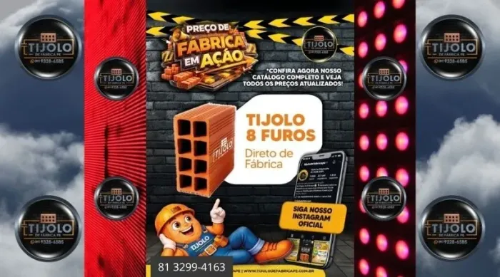 tijolo 8 furos a partir de 4 milheiros recife 