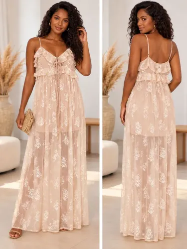 Vestido longo tule bordado Oh, Boy!