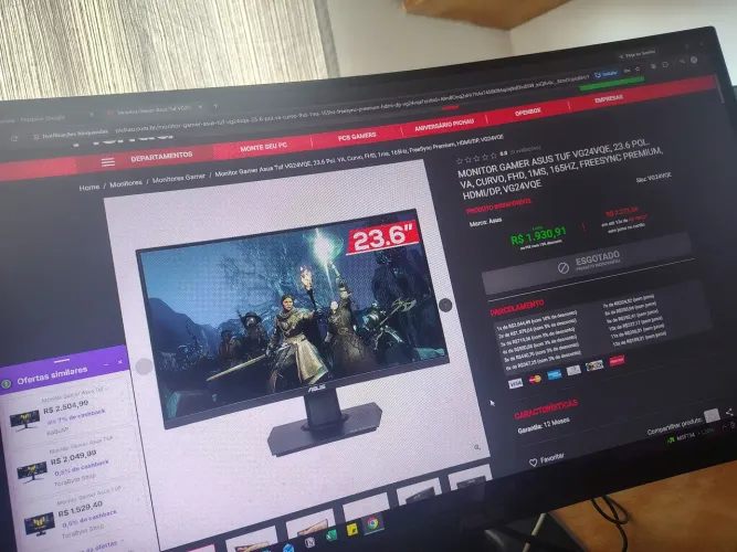 Monitor gamer Asus 165hz curvo + suporte articulado