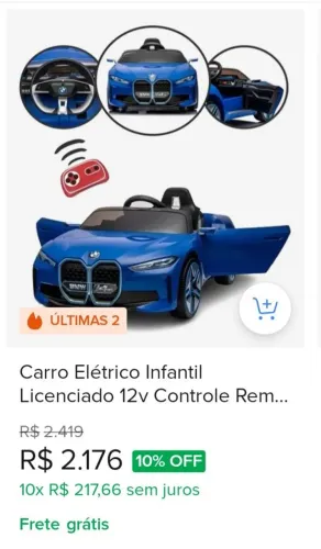 carro elétrico infantil bmw 14 12 v com controle remoto