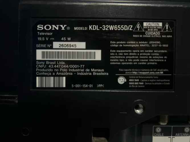 ? TV Sony 32? LED KDL-32W655D - Para Conserto/Peças - R$ 200