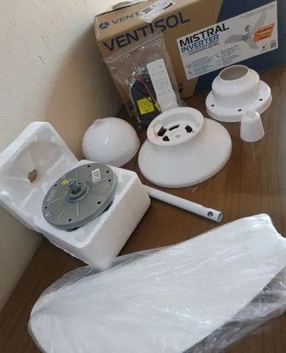 Ventilador De Teto Inverter Mistral Led 3 Pás Com Controle Remoto Ventisol Branco - Novo!