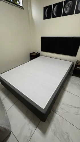 Base box casal - Herdal Onega 28x138x188cm - Cinza