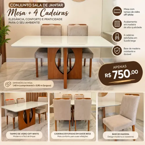 Mesa + 4 cadeiras