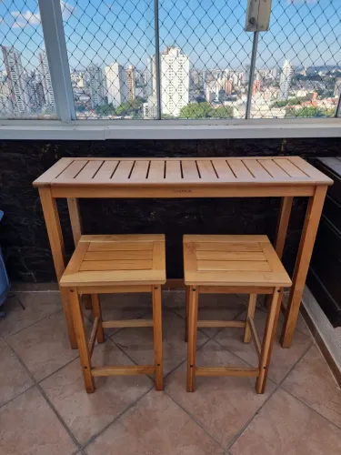 Mesa Aparador de Jardim em Madeira 121x40x95cm Marrom Tropicália Naterial