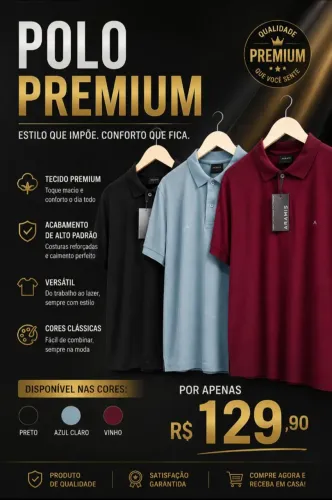 Camisa Polo Premium - Oferta relâmpago 