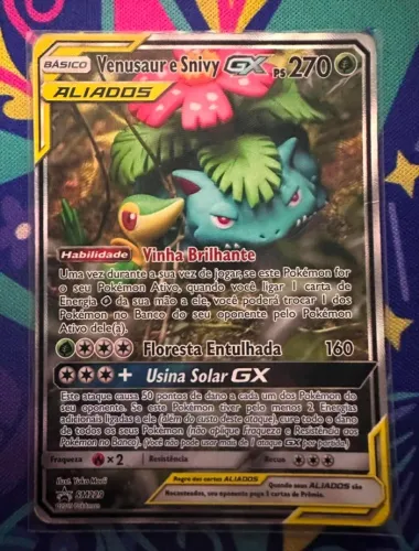 Carta Aliados Venusaur e Snivy GX FA MP Pokemon TCG