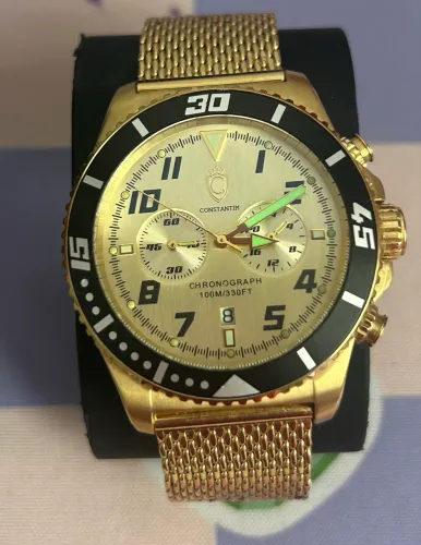 Relógio Constantim Dourado Masculino/Feminino-Novíssimo, usado 1x!