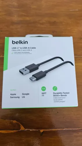 Cabo Belkin 3m USB-C para USB-A novo lacrado na caixa