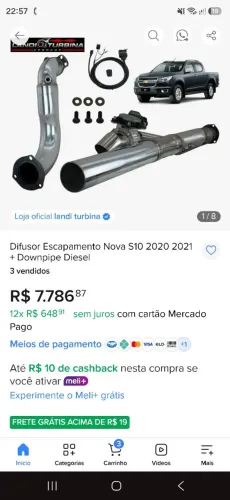 Dow pipe e difusor eletrônico da s10 2017 a 2020 a disesel.